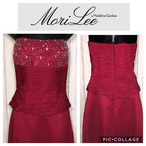 Mori Lee Red Strapless 2 Piece with Sequins Sz 12